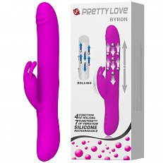 Вибратор Pretty Love Byron с подвижными бусинами перезаряжаемый из силикона фиолетовый