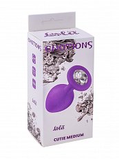Анальная втулка Emotions Cutie medium силиконовая фиолетовая с прозрачным кристаллом