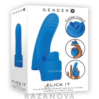 Фото-7 Вибронасадка на палец Gender X Flick It синяя