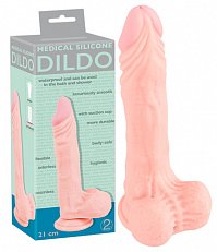 Фаллоимитатор Medical Silicone Dildo из медицинского силикона реалистичный с мошонкой 21 см