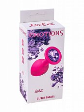 Анальная втулка Emotions Cutie small силиконовая розовая с фиолетовым кристаллом
