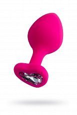 Анальная втулка ToyFa ToDo Diamond Heart из силикона розовая с прозрачным стразом