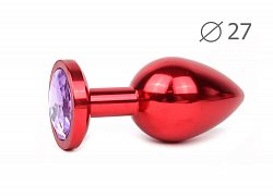 Анальная втулка Red Plug Small красная c сиреневым кристаллом