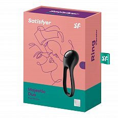 Кольцо Satisfyer Majestic Duo черное эрекционное с вибрацией