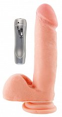Вибратор RealStick Elite на присоске с мошонкой многопрограммный 17 см 002