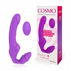 Страпон анатомический Cosmo Lady's secret с вибрацией и пультом д/у силиконовый фиолетовый