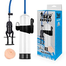 Вакуумная помпа Sex Expert Exclusive Man с вибрацией прозрачная 165