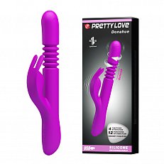 Вибратор Pretty Love Donahue с функцией Up-Down и вращением перезаряжаемый из силикона фиолетовый