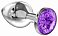 Анальная втулка Lola Toys Diamond Sparkle Large металлическая серебристая с фиолетовым кристаллом