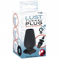 Анальный туннель Lust Tunnel Plug из силикона черный с ограничителем