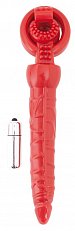 Вибронасадка ToyFa Black&Red с анальным стимулятором из пластизоля красная 001