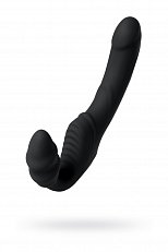 Анатомический страпон Strapless с вибрацией черный силиконовый