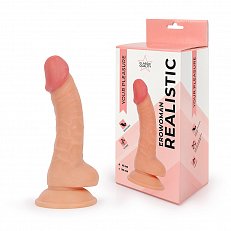 Фаллоимитатор EroWoman Realistic телесный реалистичный с мошонкой на присоске 19 см