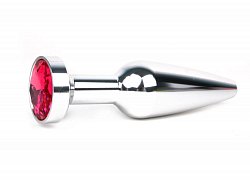 Анальная втулка Silver Plug серебристая с рубиновым кристаллом