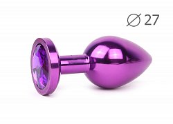 Анальная втулка Violet Plug small фиолетовая с фиолетовым кристаллом