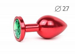 Анальная втулка Red Plug Small красная c зеленым кристаллом