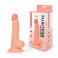 Фаллоимитатор EroWoman Realistic телесный реалистичный с мошонкой на присоске 19 см