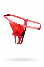 Кожаные трусики для страпона Sitabella красные