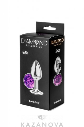 Фото-2 Анальная втулка Lola Toys Diamond sparkle small металлическая серебристая с фиолетовым кристаллом