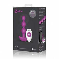 Анальная втулка B-Vibe Triplet с вибрацией фиолетовая