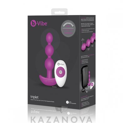 Анальная втулка B-Vibe Triplet с вибрацией фиолетовая
