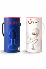 Дизайнерская анальная пробка с вибрацией Fun Toys Gplug L синяя