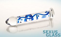Фаллоимитатор стеклянный Sexus с волнообразным рельефом 18 см