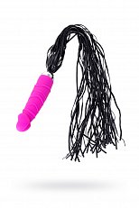 Флогер из искусственной кожи ToyFa Black&Red с вибратором из силикона розовый 407