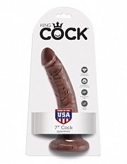 Фаллоимитатор King Cock реалистичный на присоске из ПВХ коричневый 20 см