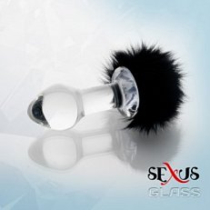 Анальный плаг Sexus Glass с черным хвостиком