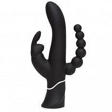 Вибратор Happy Rabbit Triple Vibrator с клиторальным и анальным стимулятором черный 21 режимов