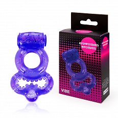Эрекционное кольцо с вибрацией EroWoman/Man Vibe фиолетовое