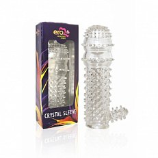 Увеличивающая насадка Crystal Sleeve из TPR с клиторальным стимулятором
