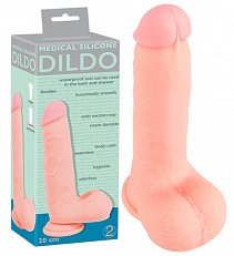 Фаллоимитатор Medical Silicone Dildo из медицинского силикона реалистичный с мошонкой 20 см