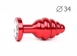 Анальная втулка Red Plug medium красная c прозрачным кристаллом