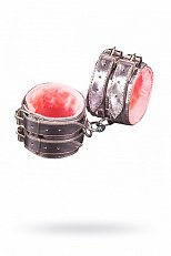 Наручники серебряные из искусственной кожи с мехом