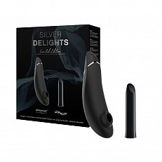 Набор Silver Delights: стимулятор Womanizer Premium черный + WE-VIBE Tango черный