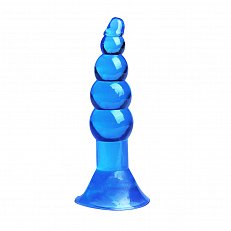 Анальная втулка Jelly Blue на присоске из геля синяя 11 см